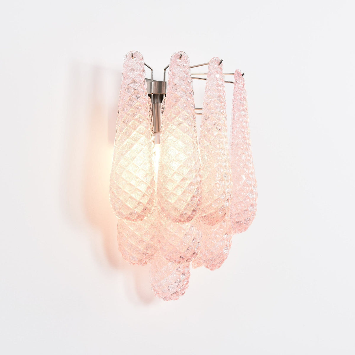 Liorelaria Wandleuchte Pink Tränenform-Glas Florale Kunst