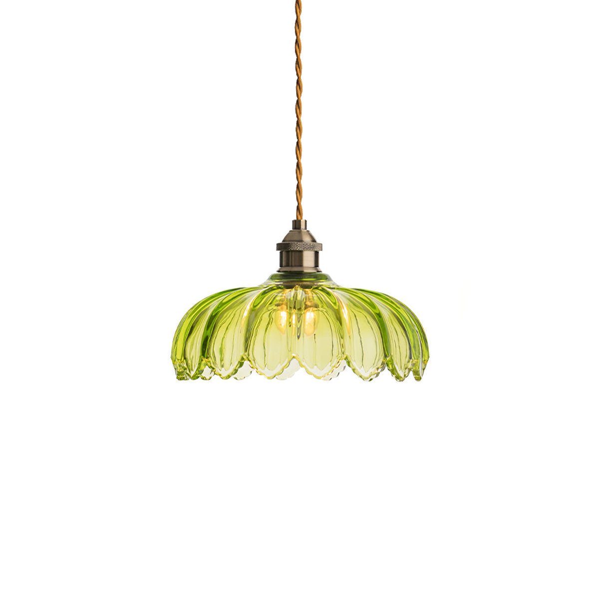 Limea Pendelleuchte aus grünem Glas in Blumenform