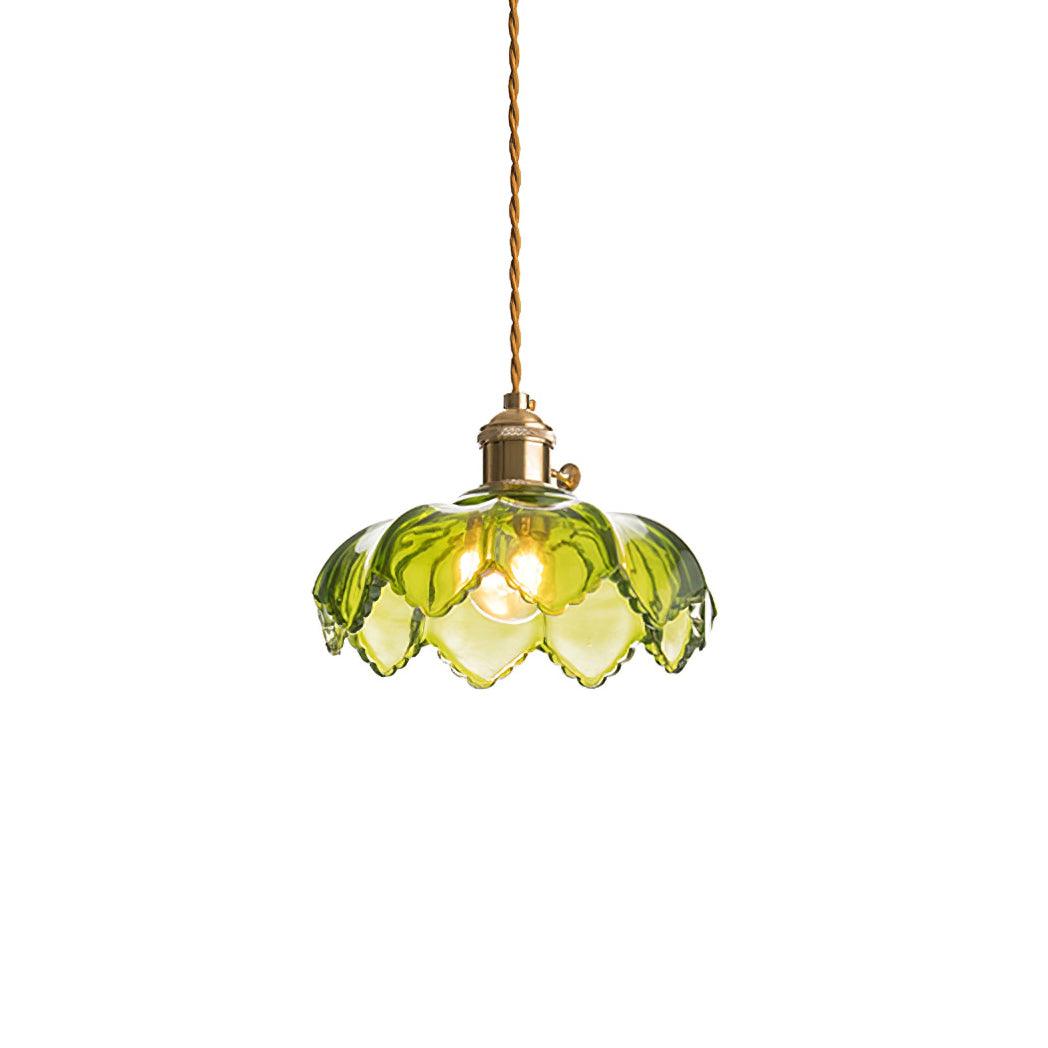 Limea Pendelleuchte aus grünem Glas in Blumenform