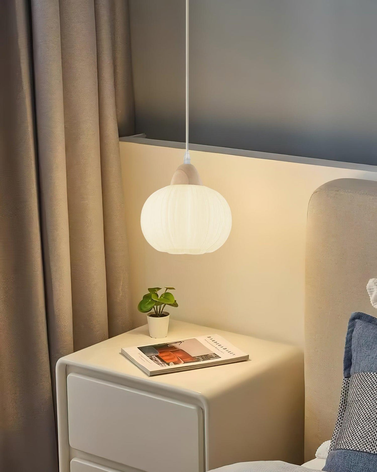 Pumpkin Pendelleuchte aus Holz im modernen Stil