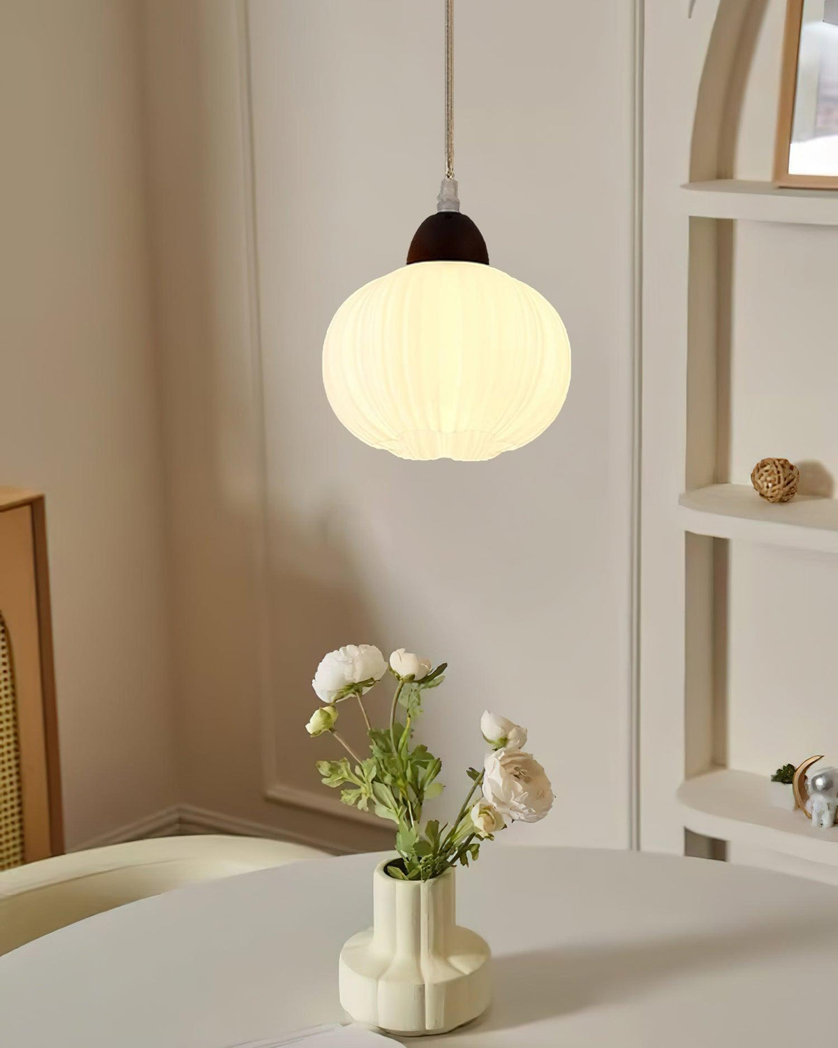 Pumpkin Pendelleuchte aus Holz im modernen Stil