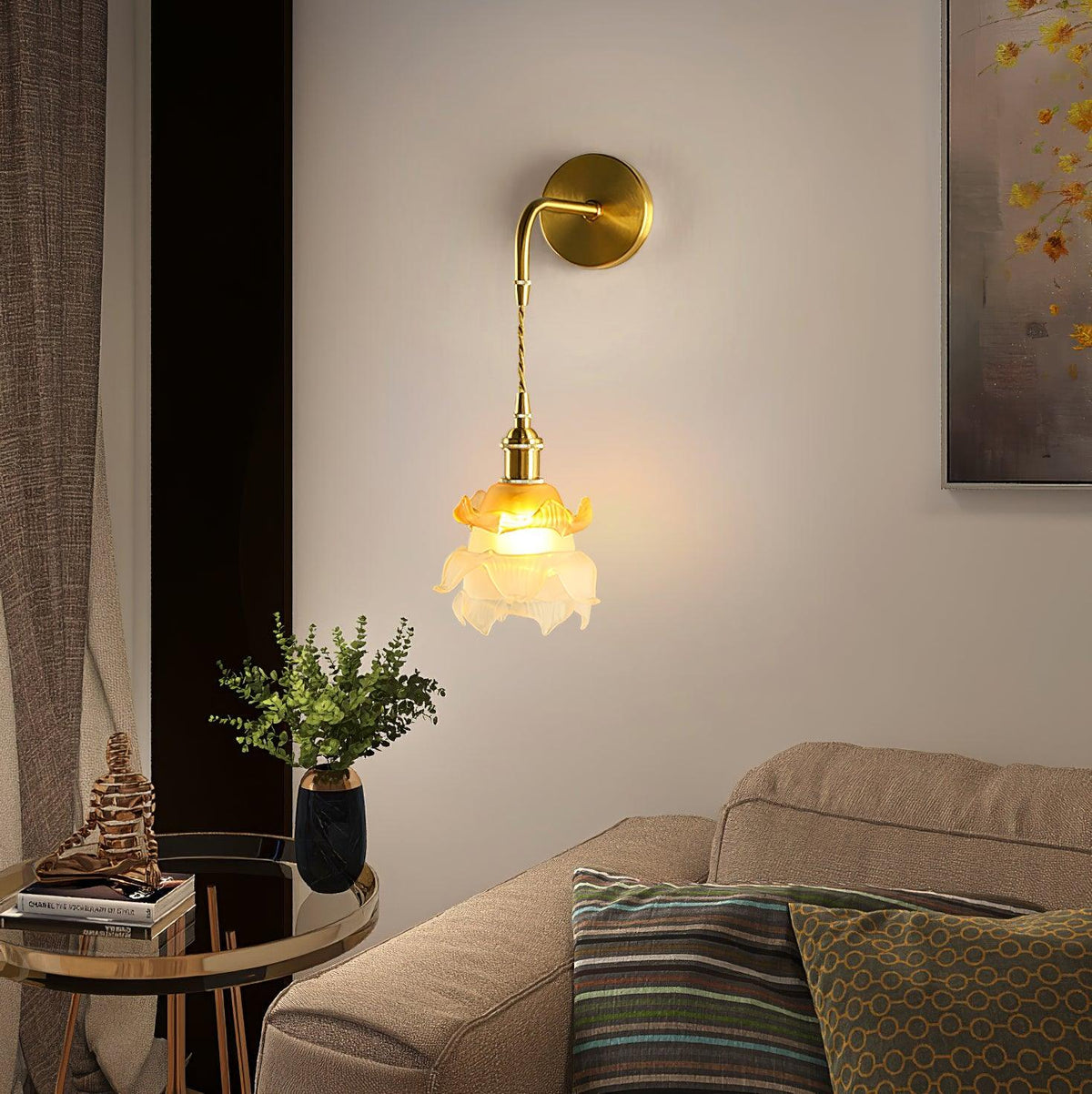 Amarira Premium Elegance Messing-Glas-Wandleuchte