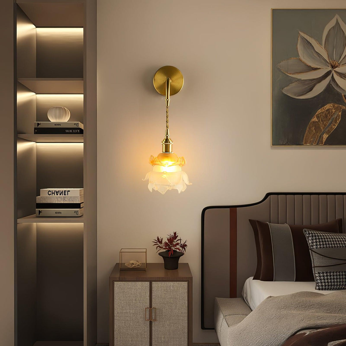 Amarira Premium Elegance Messing-Glas-Wandleuchte