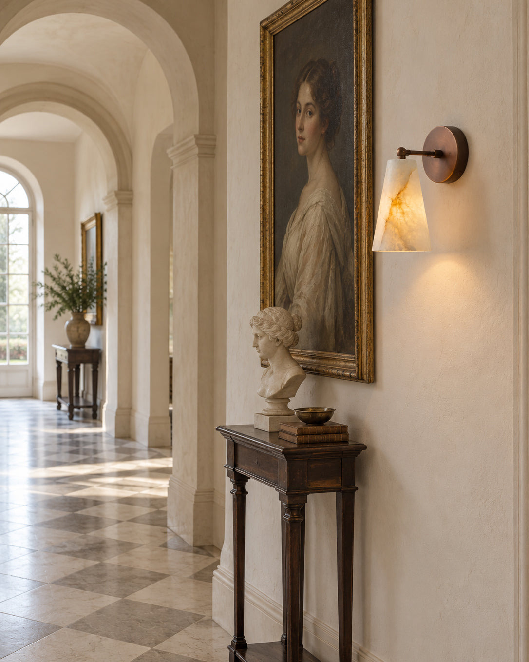 Castercombe Alabaster-Wandleuchte