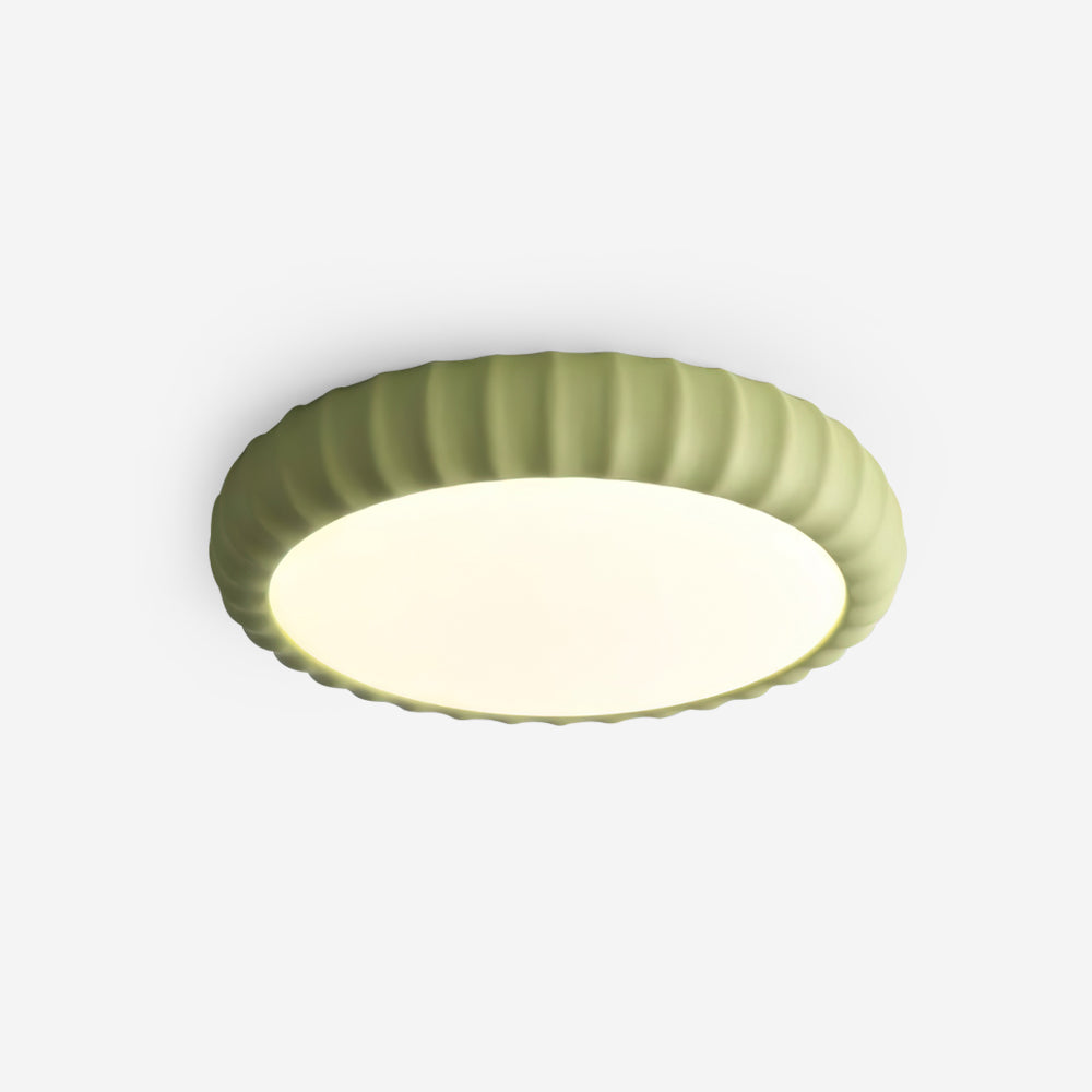 Moderne minimalistische flache Deckenleuchte aus Kunstharz in Soft Green in Grün