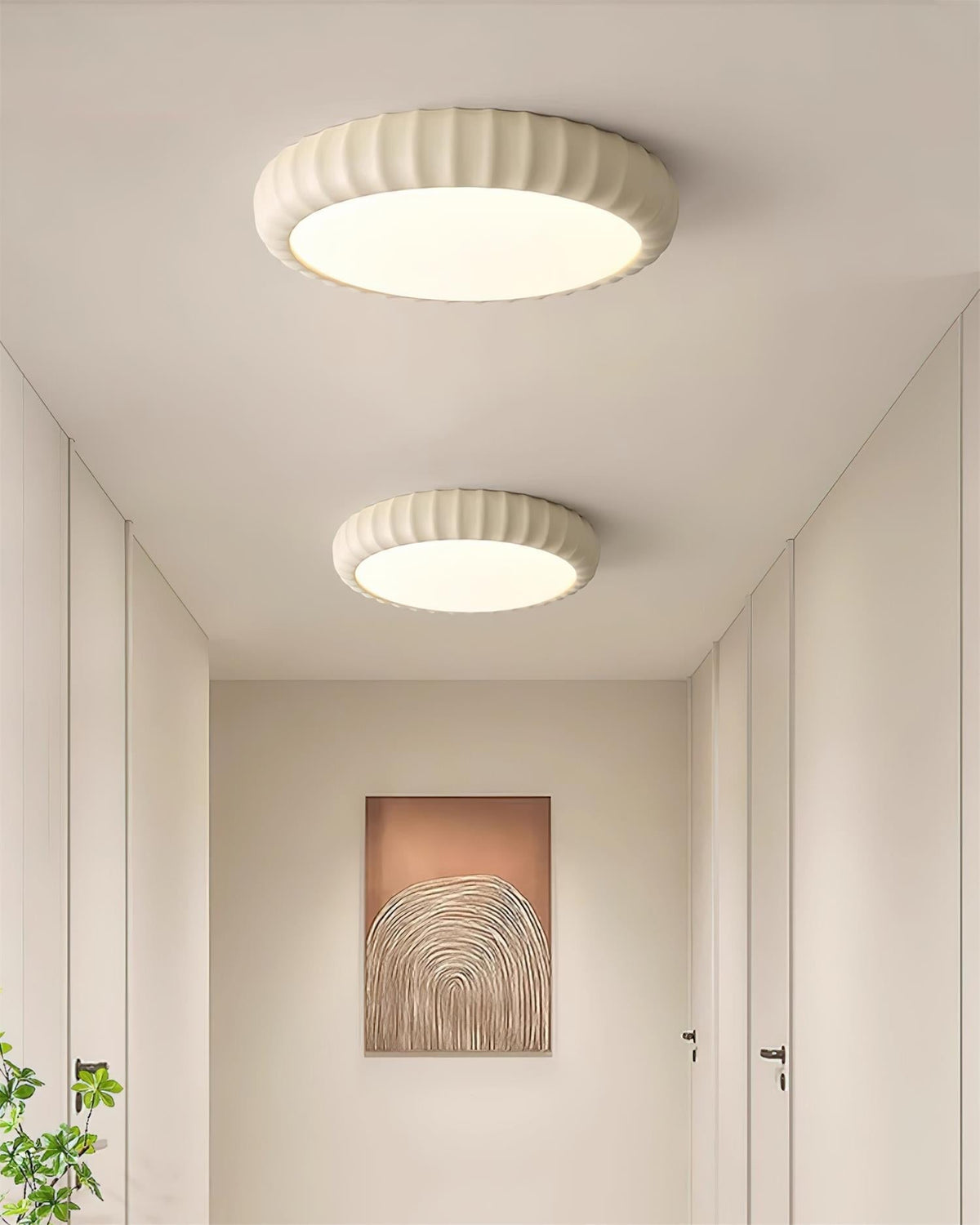 Moderne minimalistische flache Deckenleuchte aus Kunstharz in Soft Green in Grün