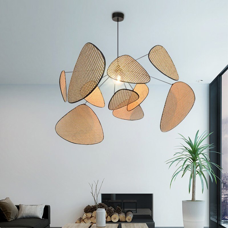 Ritta Leaf Grid Rural Handmade Rattan Pendelleuchte