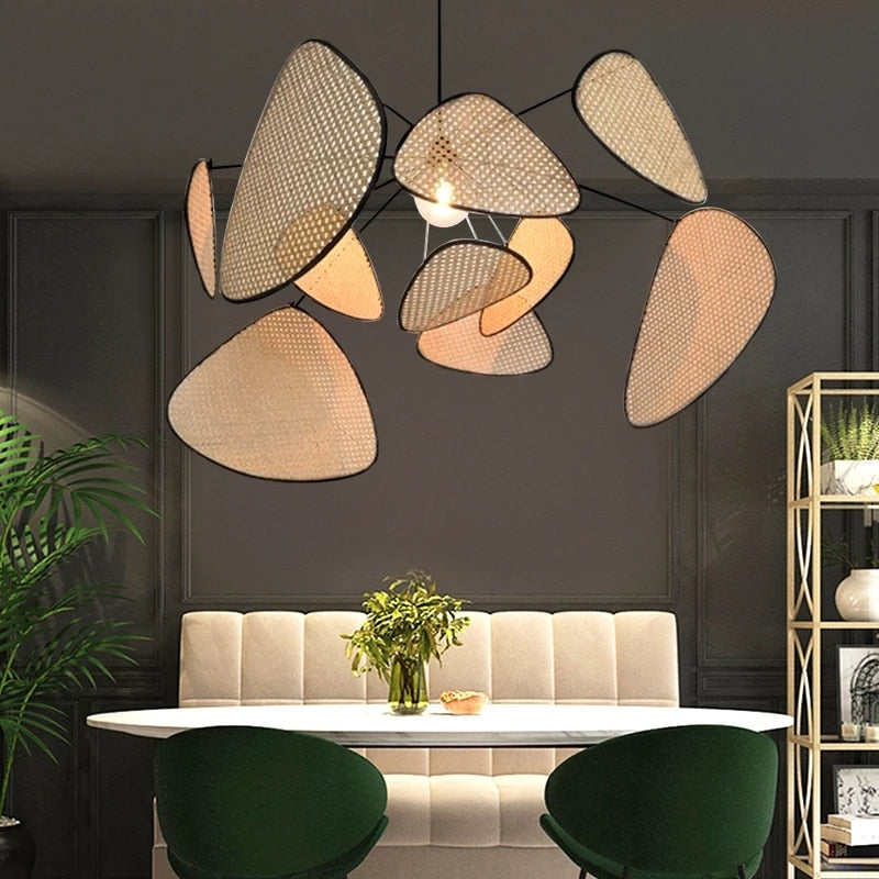 Ritta Leaf Grid Rural Handmade Rattan Pendelleuchte