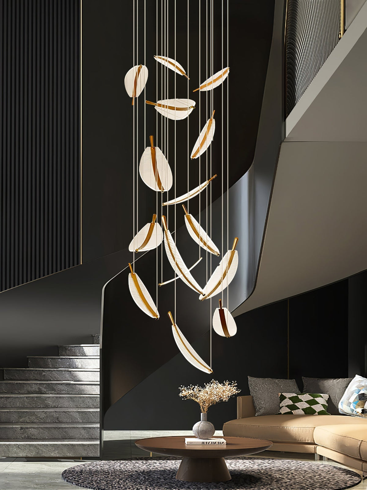 Kuo Kronleuchter aus Acryl in Gold mit zeitgenössischem Design