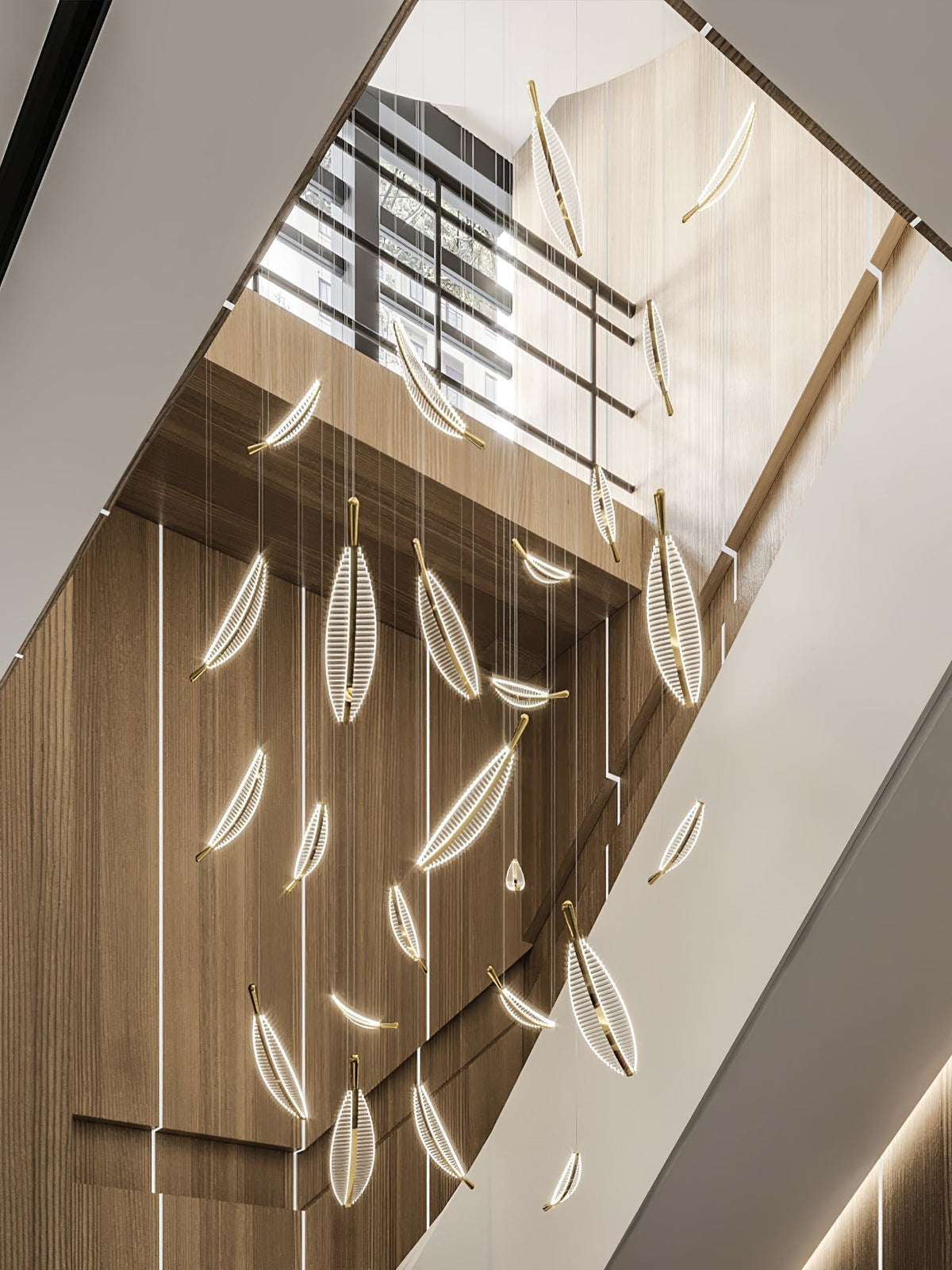 Kuo Kronleuchter aus Acryl in Gold mit zeitgenössischem Design