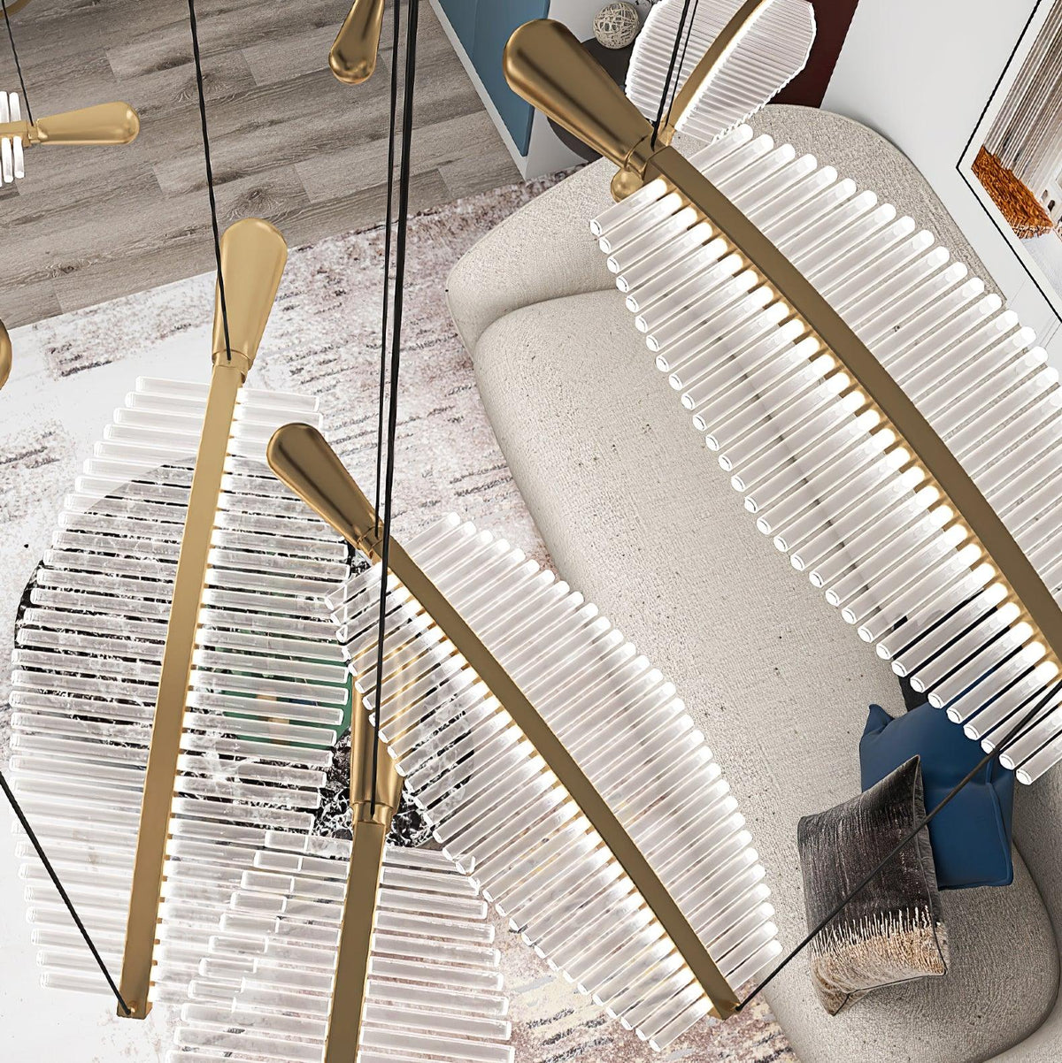 Kuo Kronleuchter aus Acryl in Gold mit zeitgenössischem Design