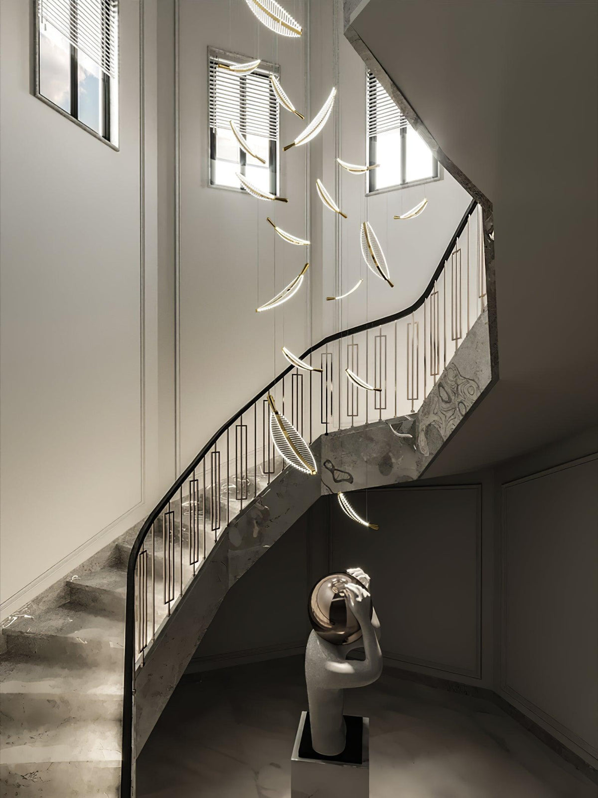 Kuo Kronleuchter aus Acryl in Gold mit zeitgenössischem Design