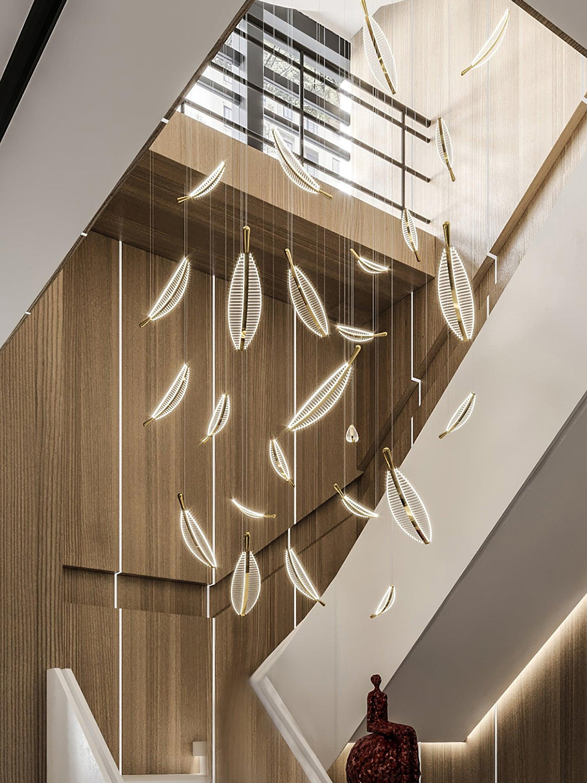 Kuo Kronleuchter aus Acryl in Gold mit zeitgenössischem Design