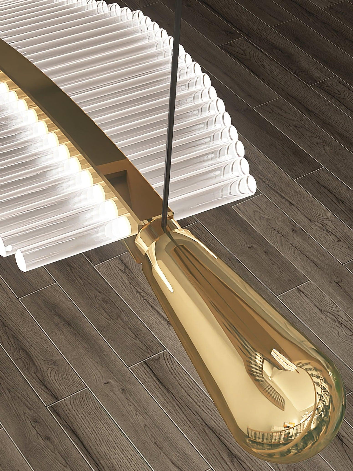 Kuo Kronleuchter aus Acryl in Gold mit zeitgenössischem Design