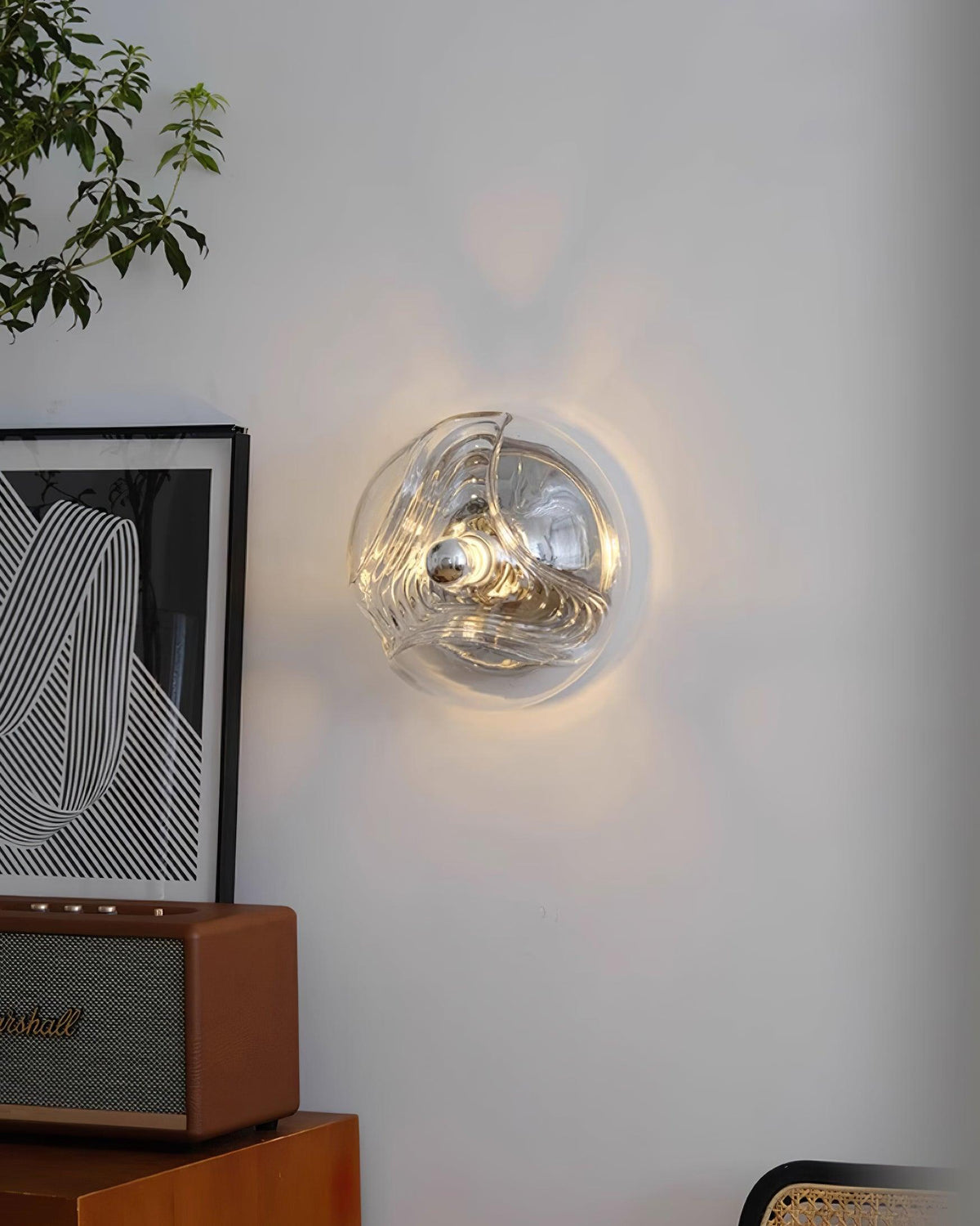 Wandleuchte Swirl Texture Transparent Bernsteinfarben Rauchgrau Moderner Akzent