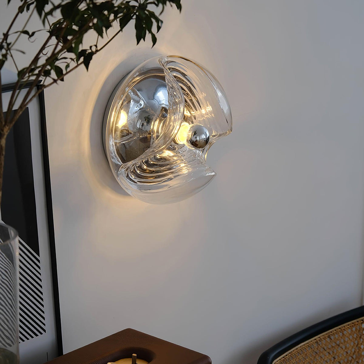 Wandleuchte Swirl Texture Transparent Bernsteinfarben Rauchgrau Moderner Akzent