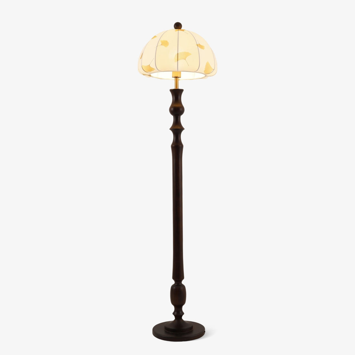 Ginkgore Stehleuchte aus Holz und Stoff im Vintage-Stil