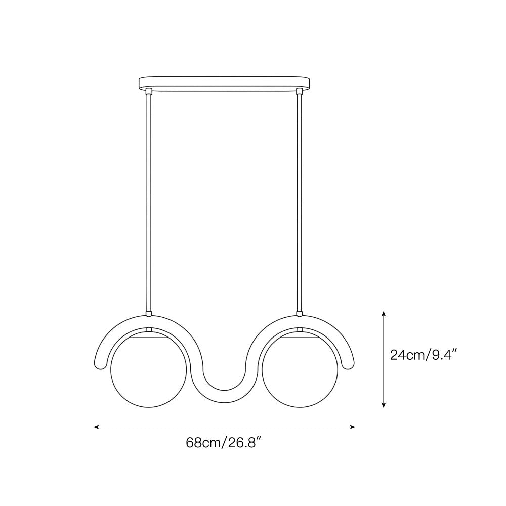 Elowis Linear Pendelleuchte mit Kugeln