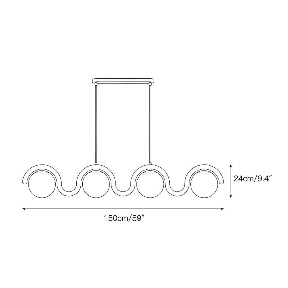 Elowis Linear Pendelleuchte mit Kugeln