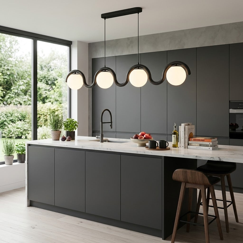 Elowis Linear Pendelleuchte mit Kugeln