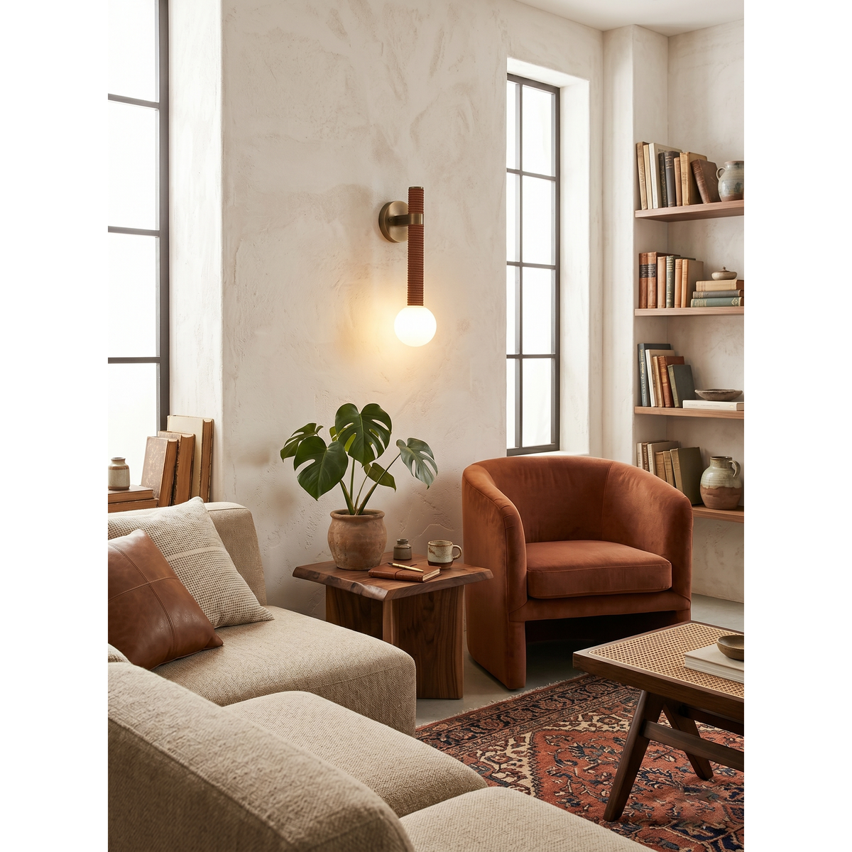 Cordelia Wandleuchte Antique Brass & Braun