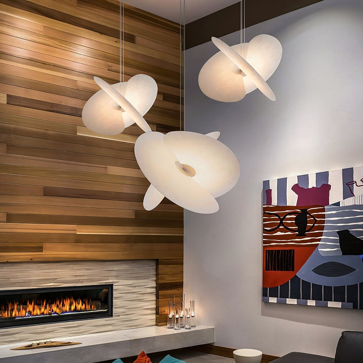 Whirl moderne Pendelleuchte aus Stoff