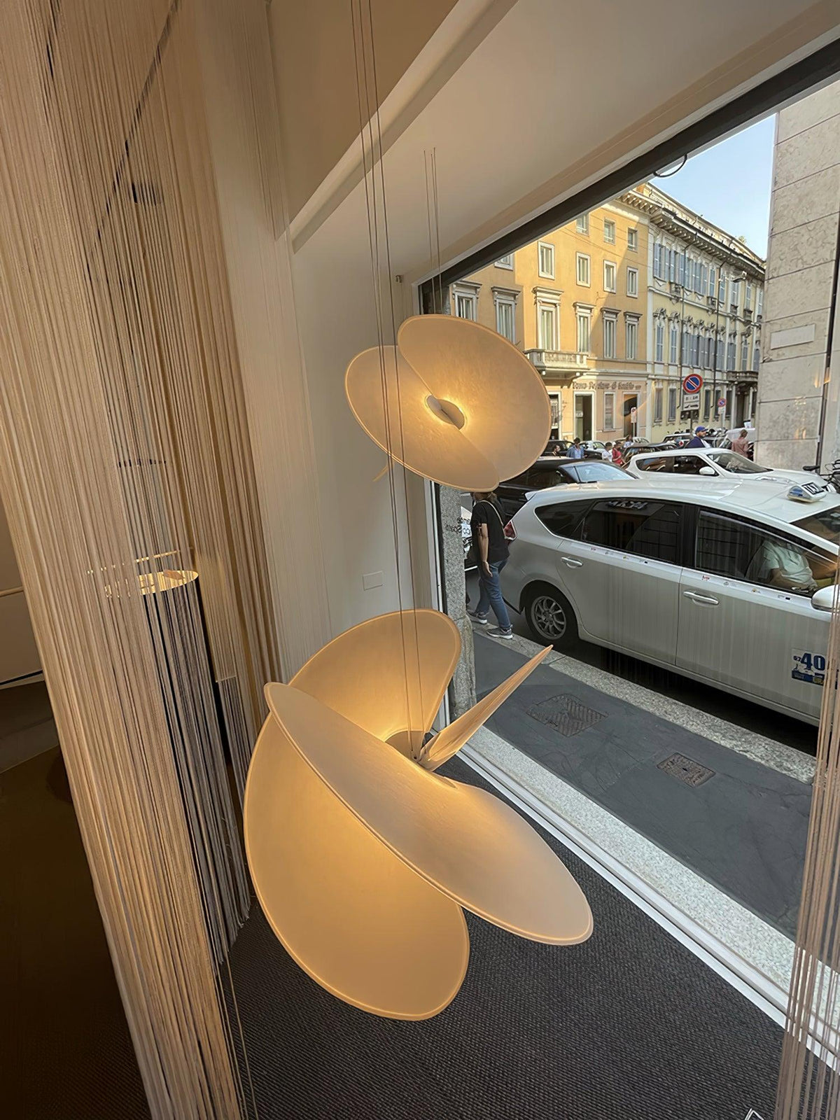 Whirl moderne Pendelleuchte aus Stoff