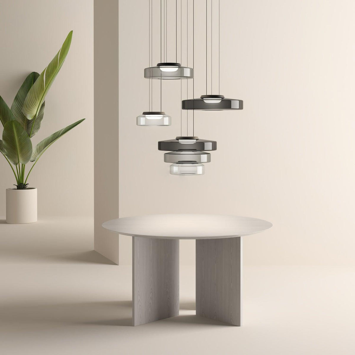 Lioralaine Pendelleuchte Glaskreise Mehrstufig