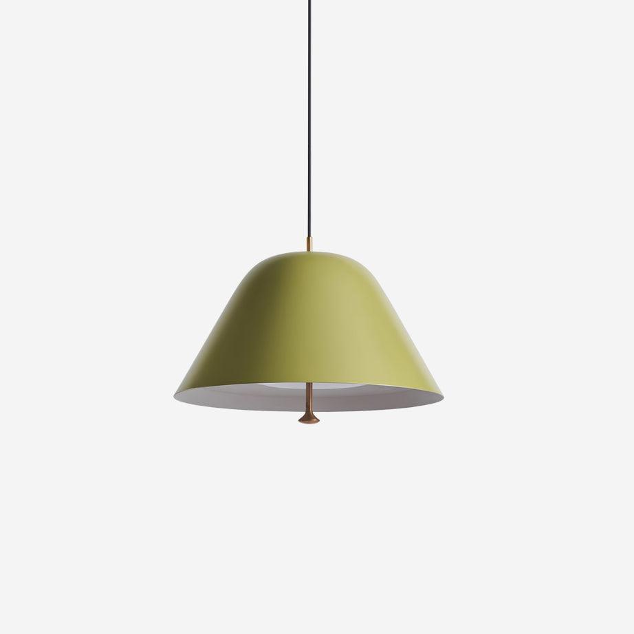 Moderne Pendelleuchte mit Metall-Lampenschirm in Grün und Weiß minimalistisch