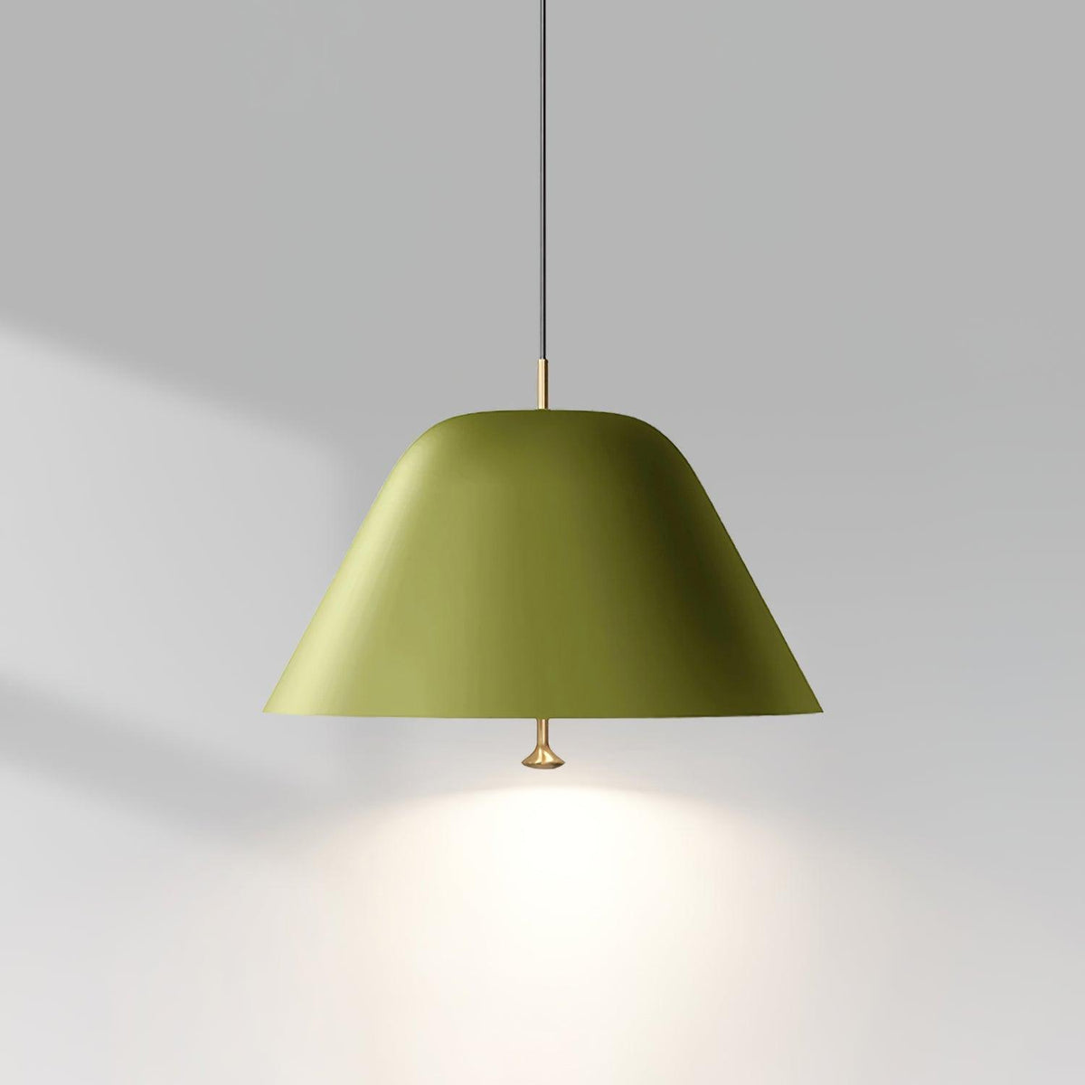 Moderne Pendelleuchte mit Metall-Lampenschirm in Grün und Weiß minimalistisch