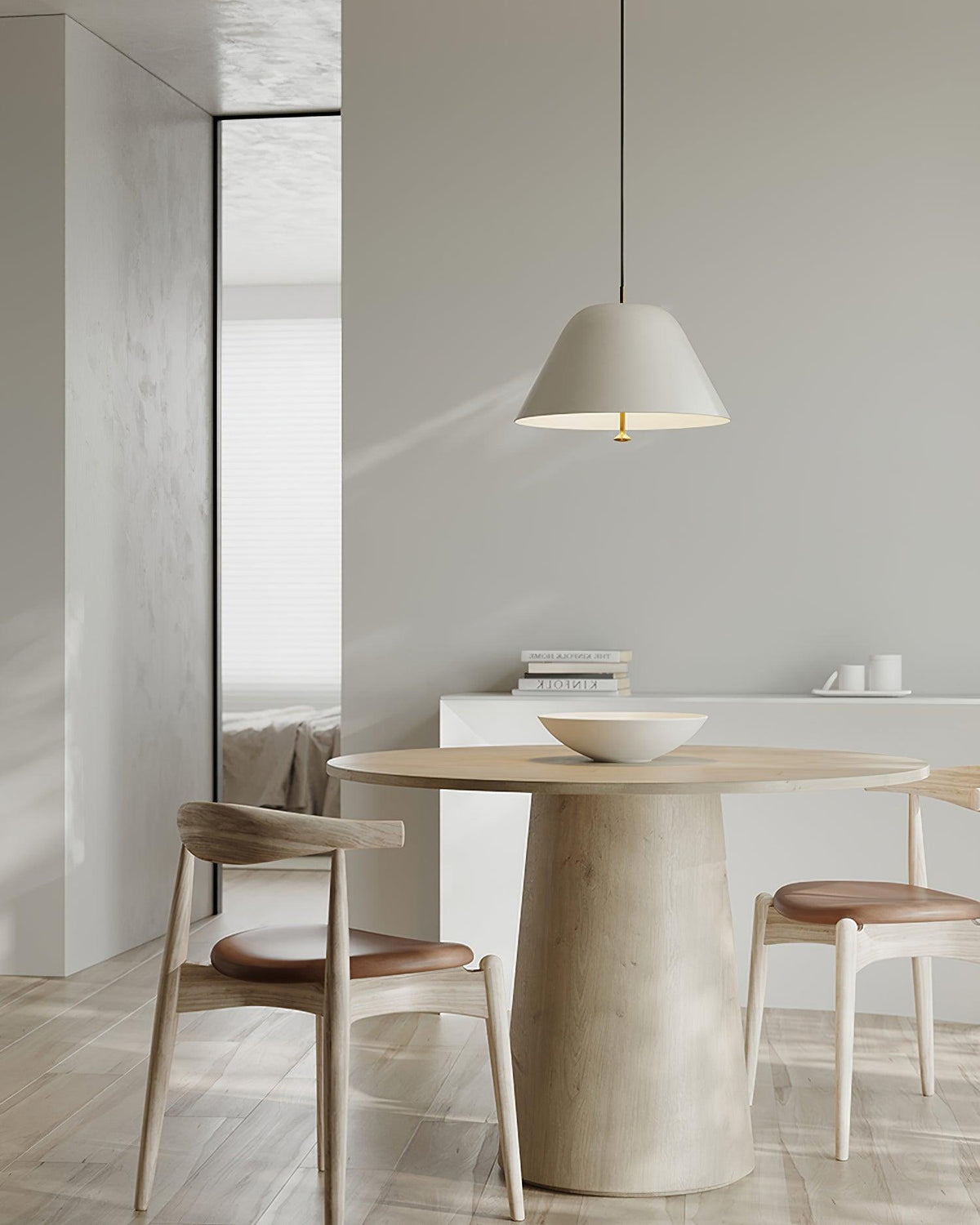 Moderne Pendelleuchte mit Metall-Lampenschirm in Grün und Weiß minimalistisch