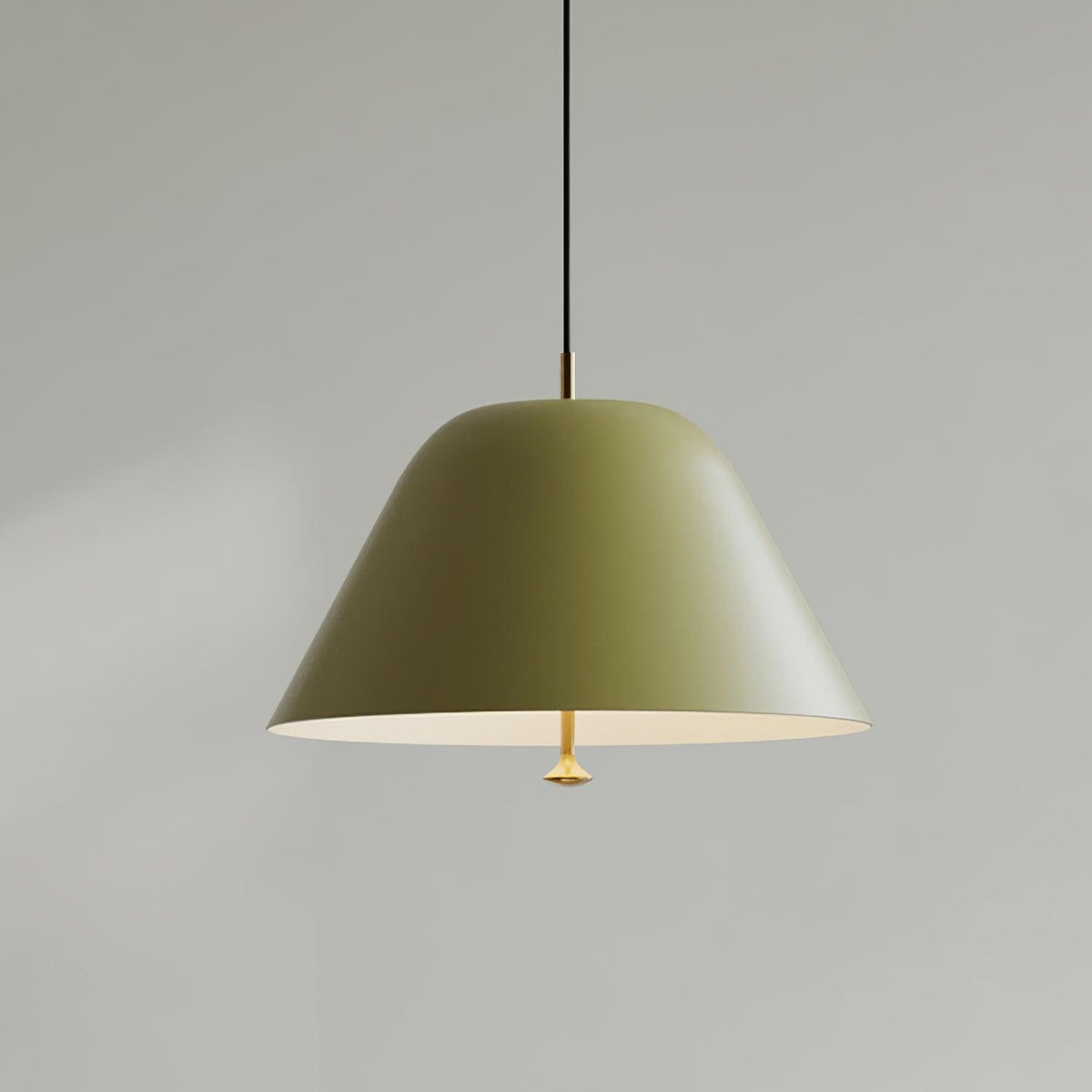 Moderne Pendelleuchte mit Metall-Lampenschirm in Grün und Weiß minimalistisch