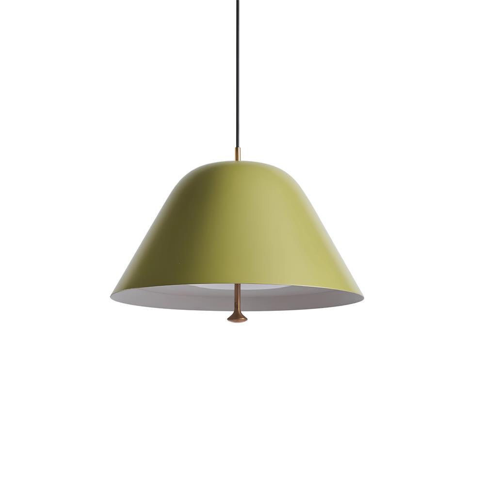 Moderne Pendelleuchte mit Metall-Lampenschirm in Grün und Weiß minimalistisch