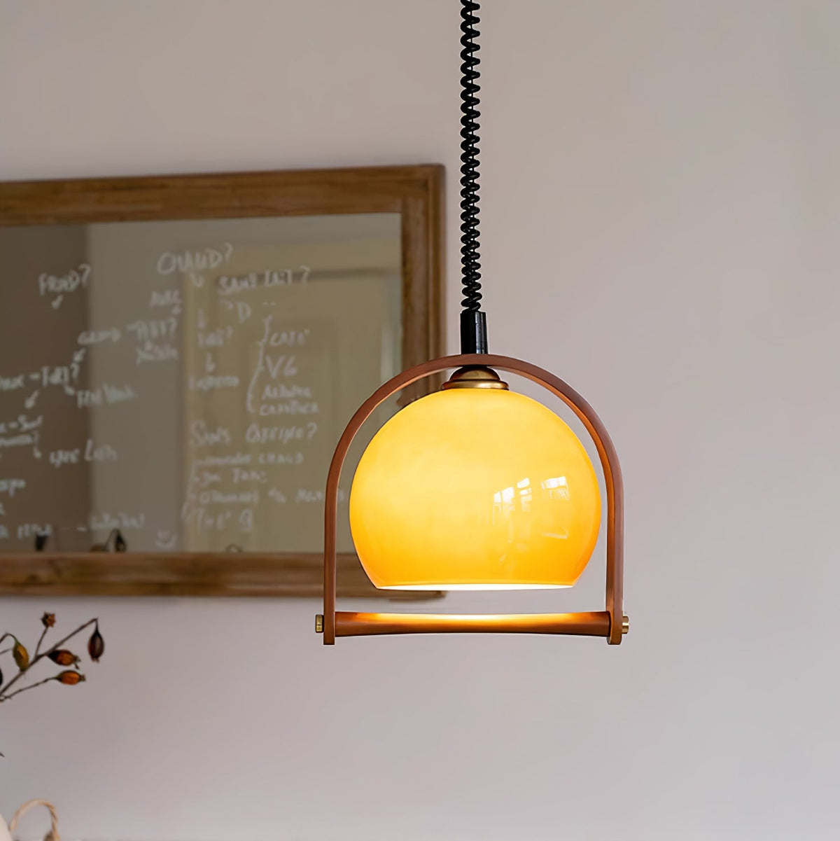 Cesilarae Premium Nordische Kunstglas-Holz-Pendelleuchte