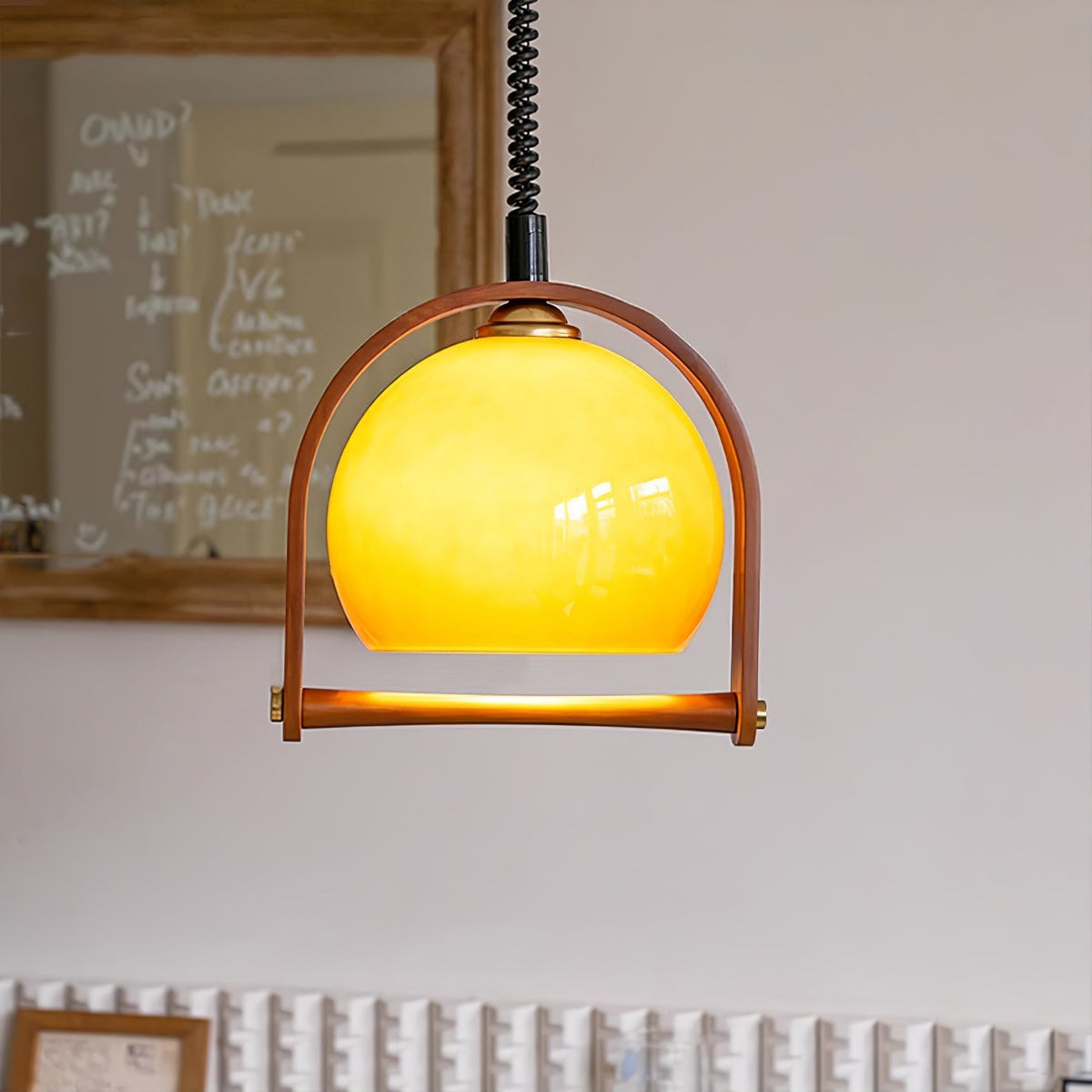 Cesilarae Premium Nordische Kunstglas-Holz-Pendelleuchte