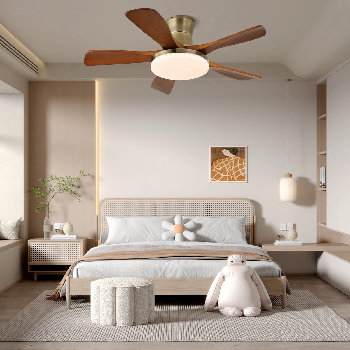 Brevo Deckenventilator mit Beleuchtung Holzblatt
