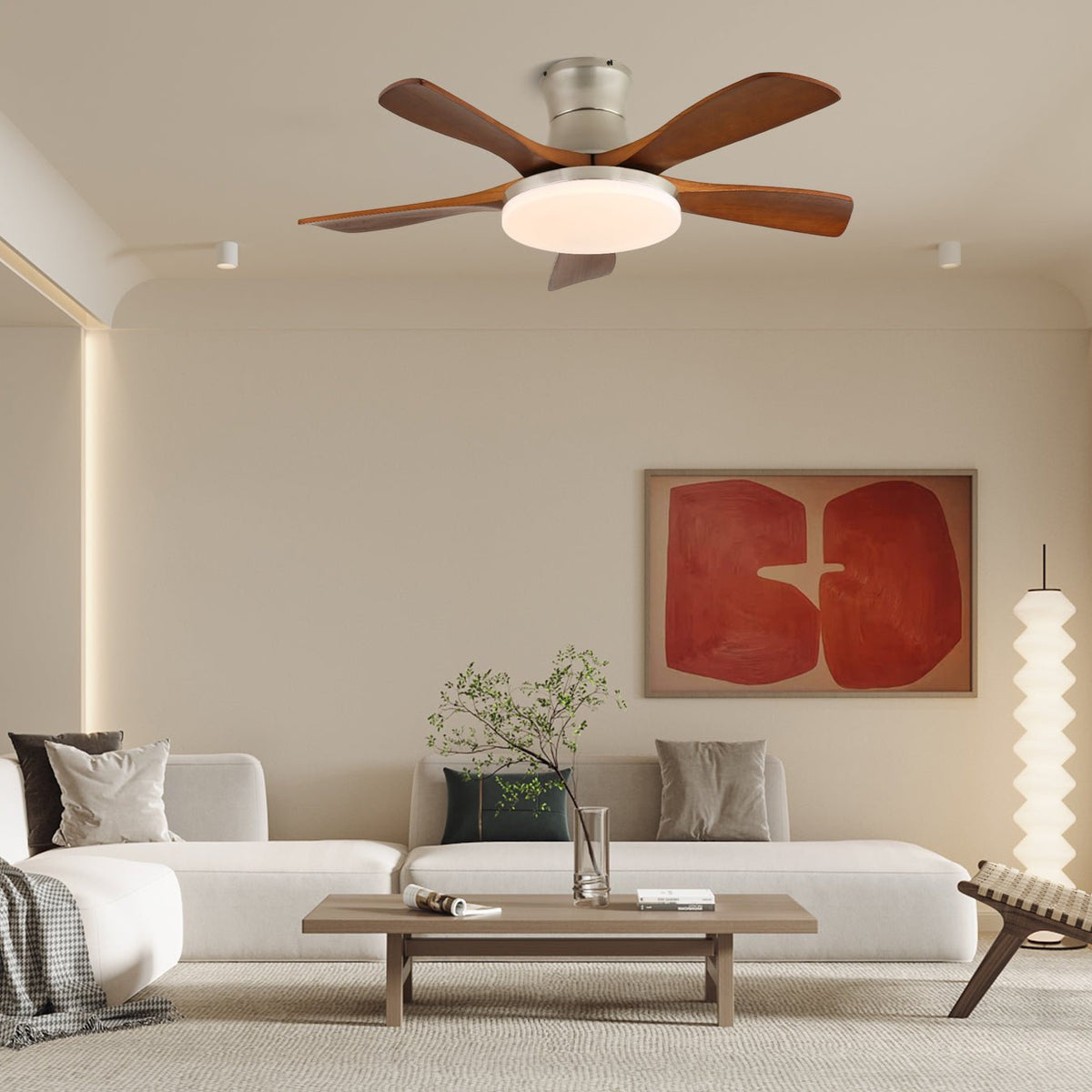 Brevo Deckenventilator mit Beleuchtung Holzblatt