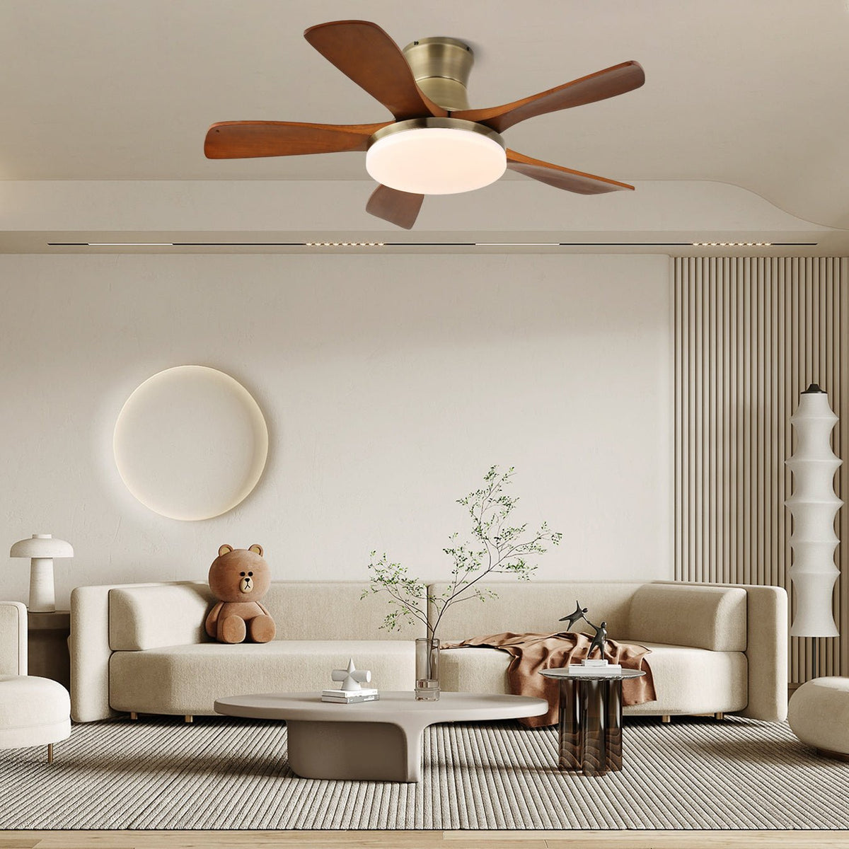 Brevo Deckenventilator mit Beleuchtung Holzblatt