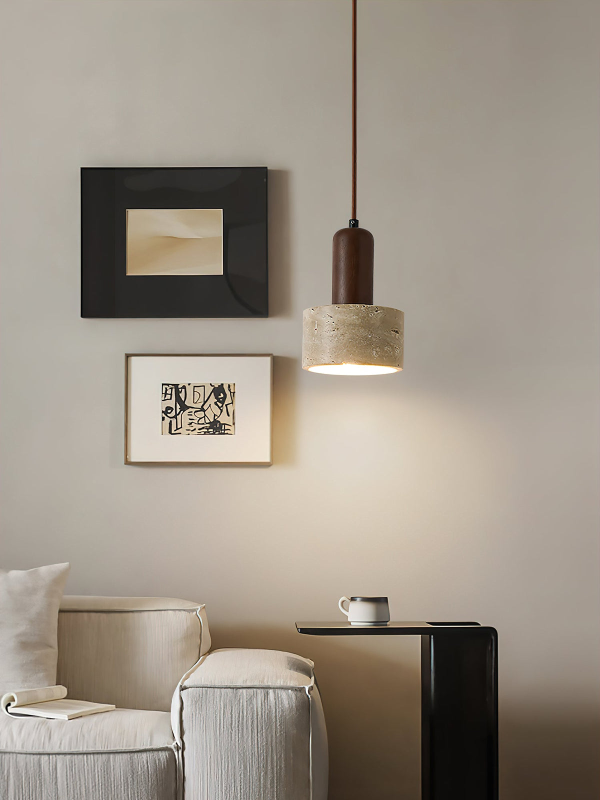 Jlynis Dual-Material Travertine Pendelleuchte
