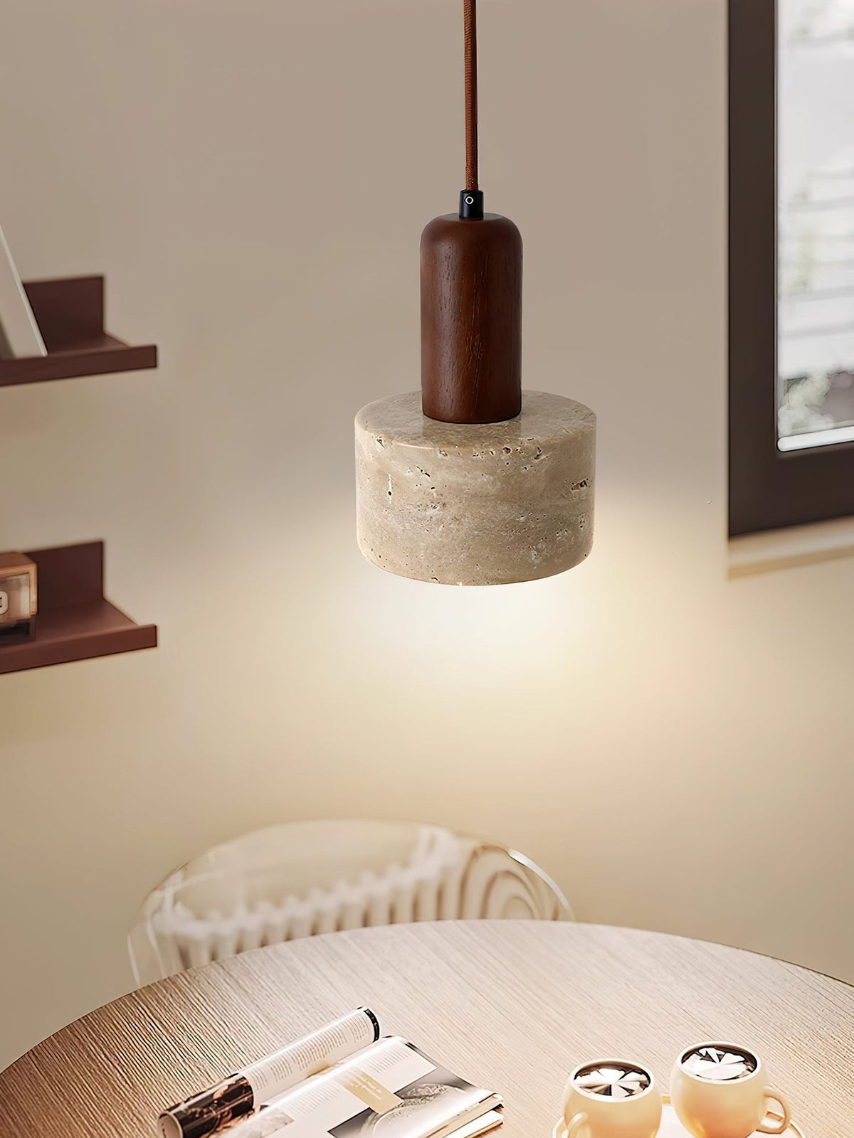 Jlynis Dual-Material Travertine Pendelleuchte