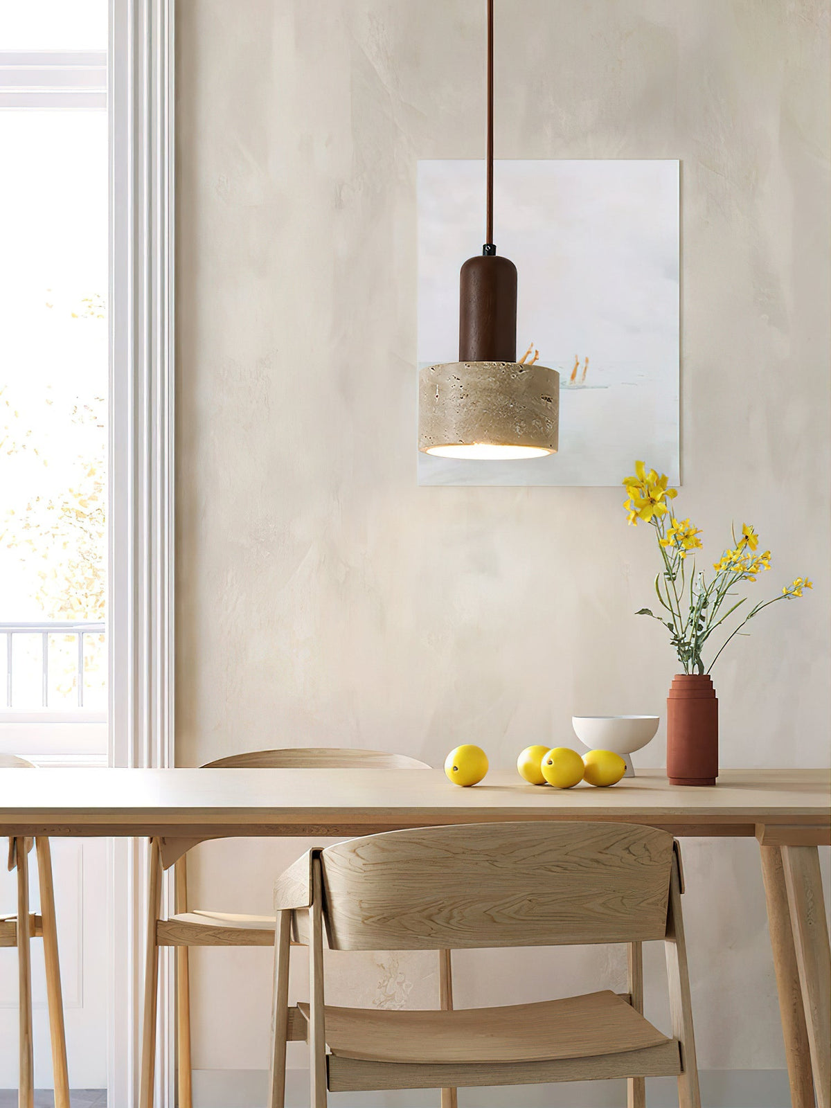 Jlynis Dual-Material Travertine Pendelleuchte