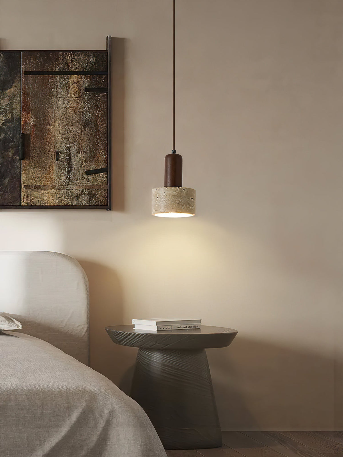 Jlynis Dual-Material Travertine Pendelleuchte