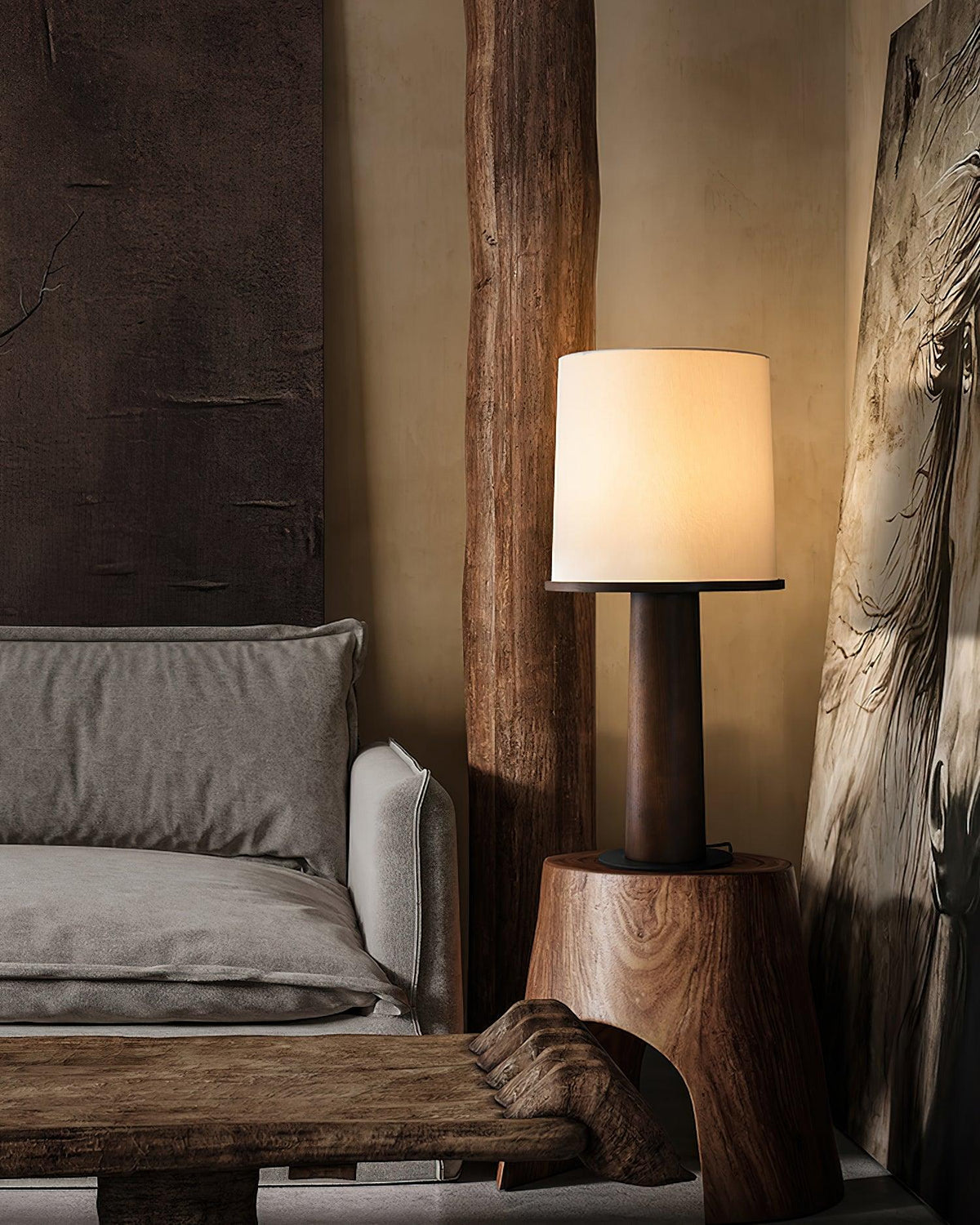 Jennifer Tischleuchte aus Holz im modernen Stil