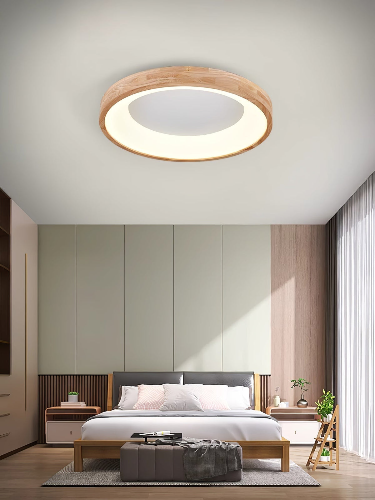 Uphae zeitgenössische minimalistische quadratische Holz-Deckenleuchte