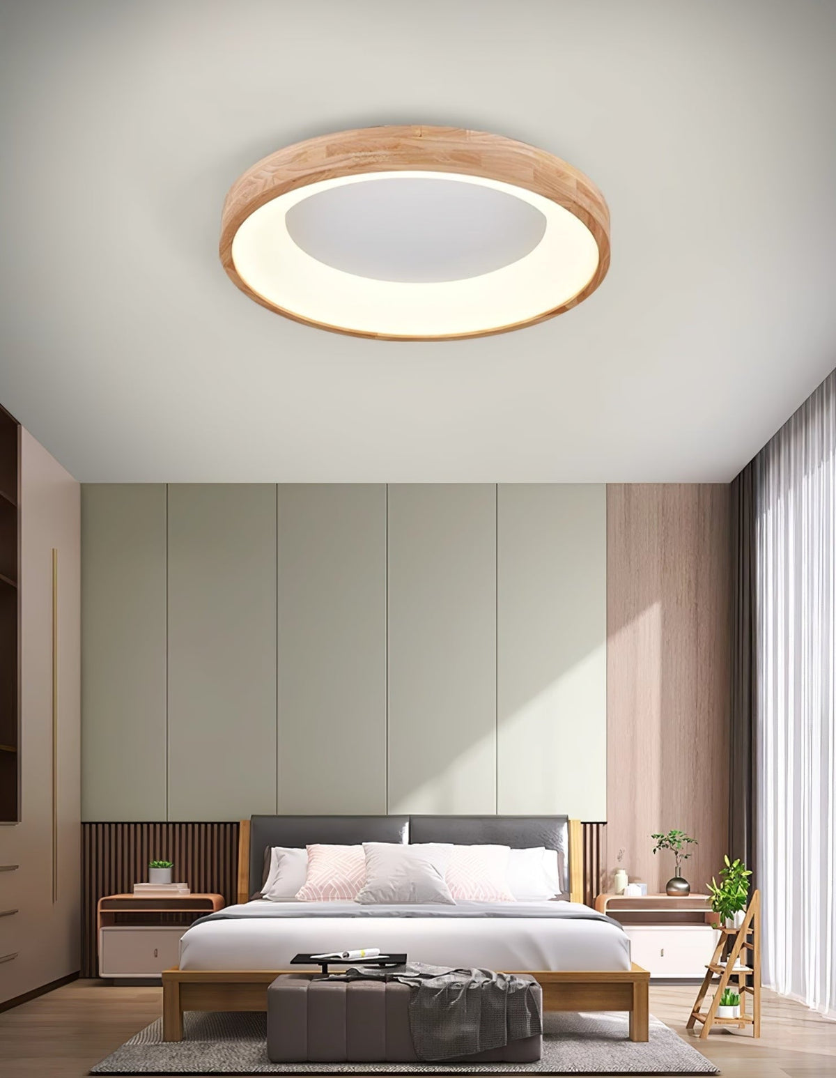 Uphae zeitgenössische minimalistische quadratische Holz-Deckenleuchte