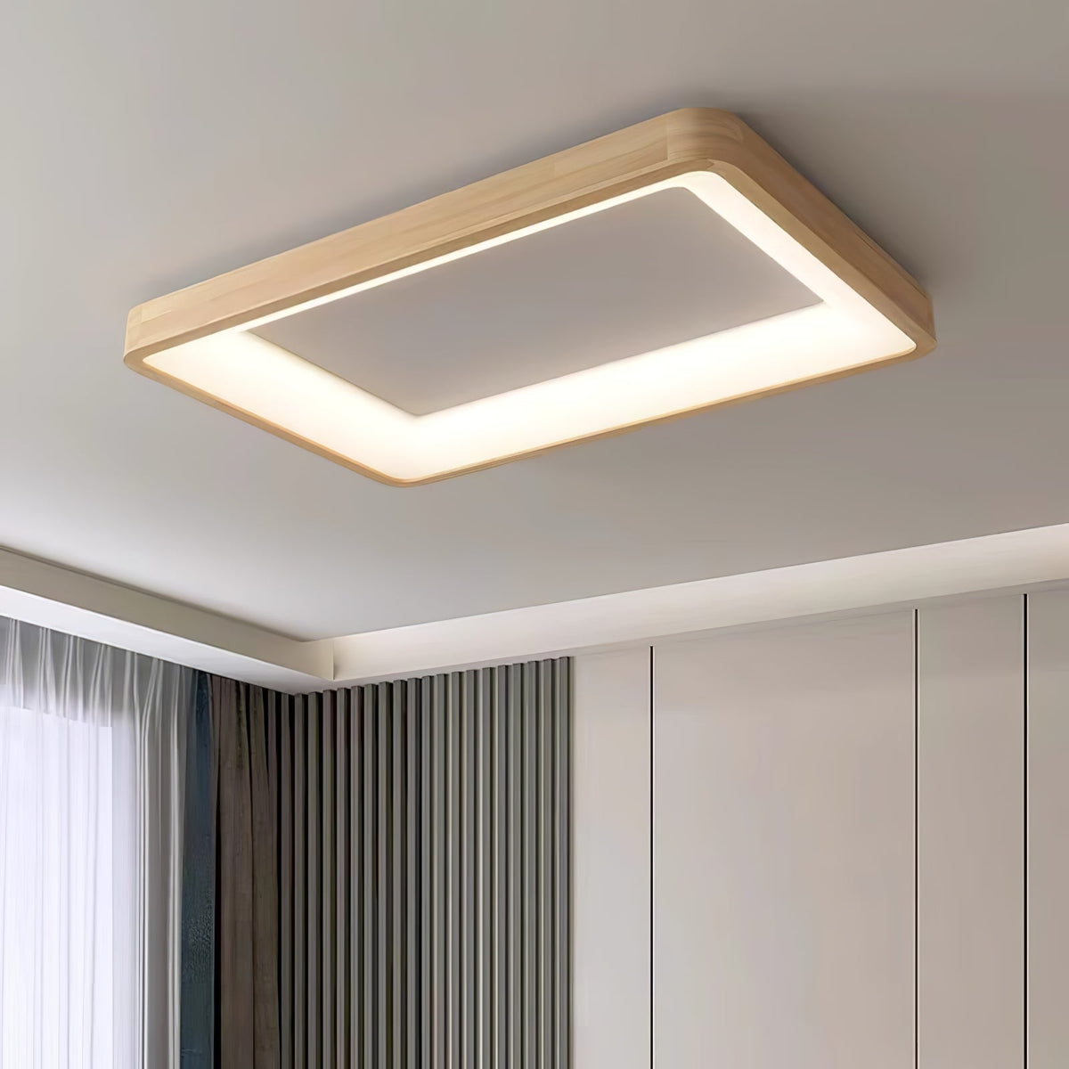 Uphae zeitgenössische minimalistische quadratische Holz-Deckenleuchte