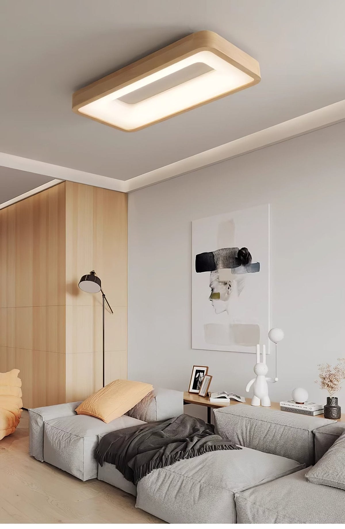 Uphae zeitgenössische minimalistische quadratische Holz-Deckenleuchte