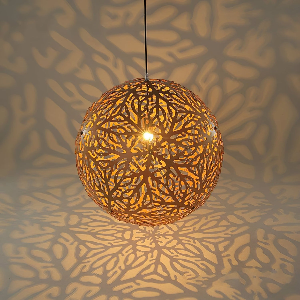 Rininia Pendelleuchte Geometrisch aus Holzgewebe