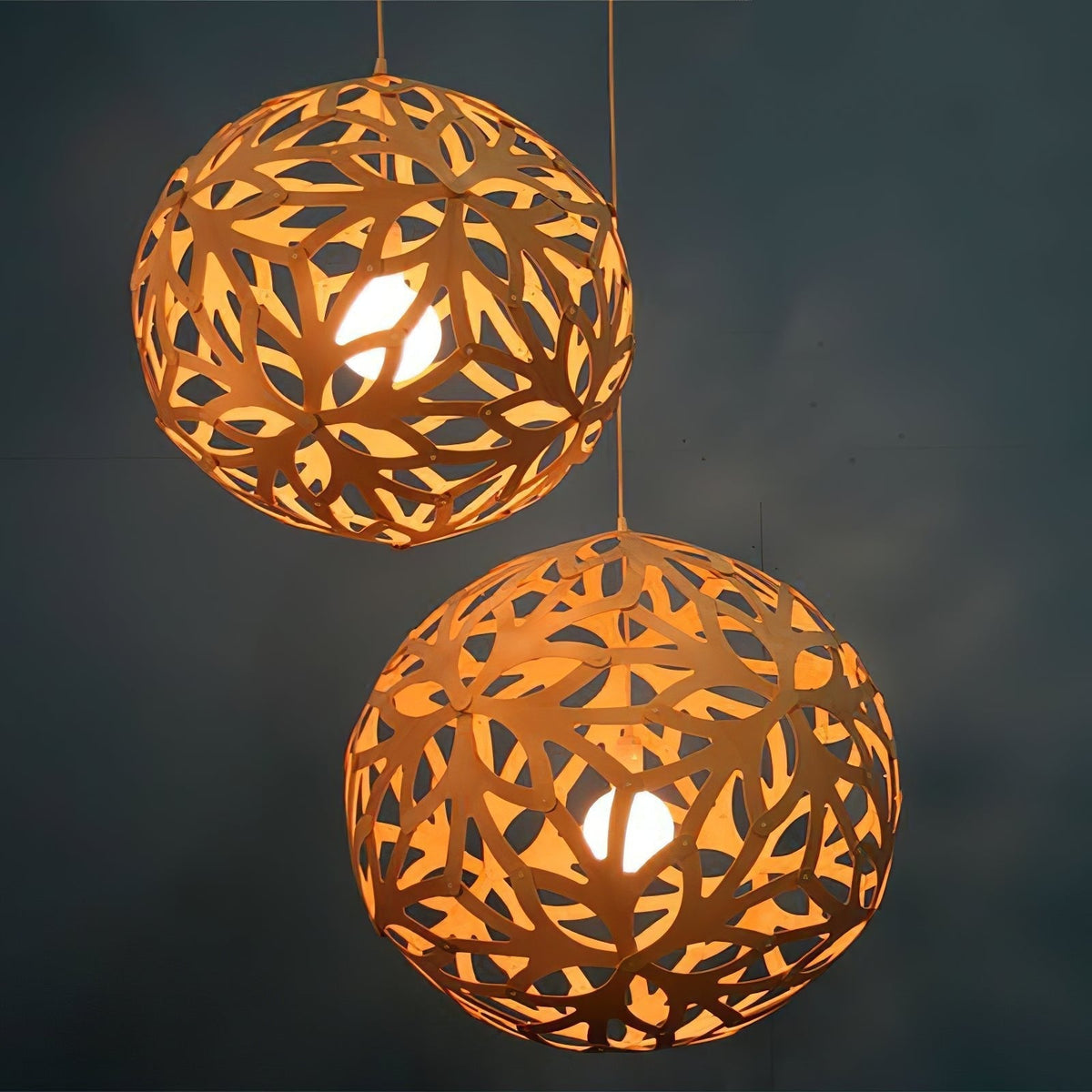 Rininia Pendelleuchte Geometrisch aus Holzgewebe