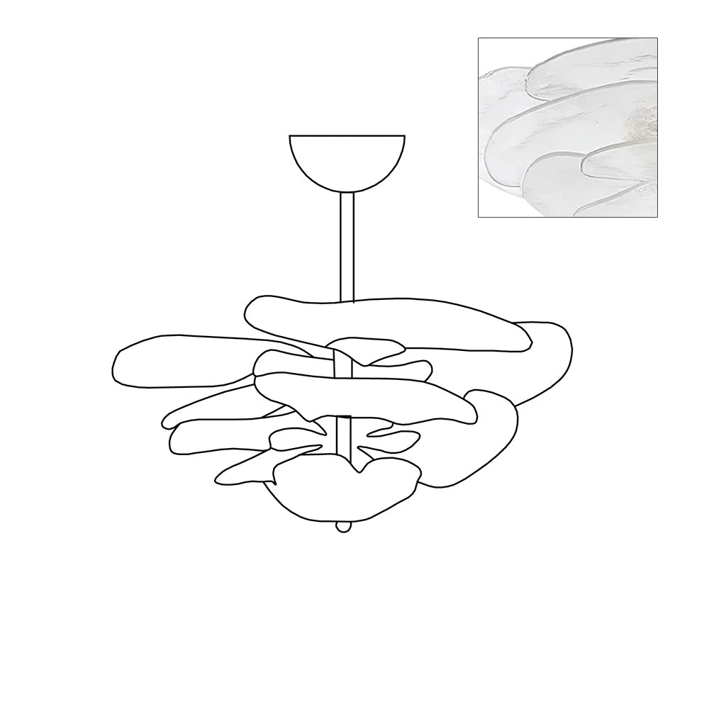 Lotus Moderner Kronleuchter aus Glas mit blättriger Schichtung